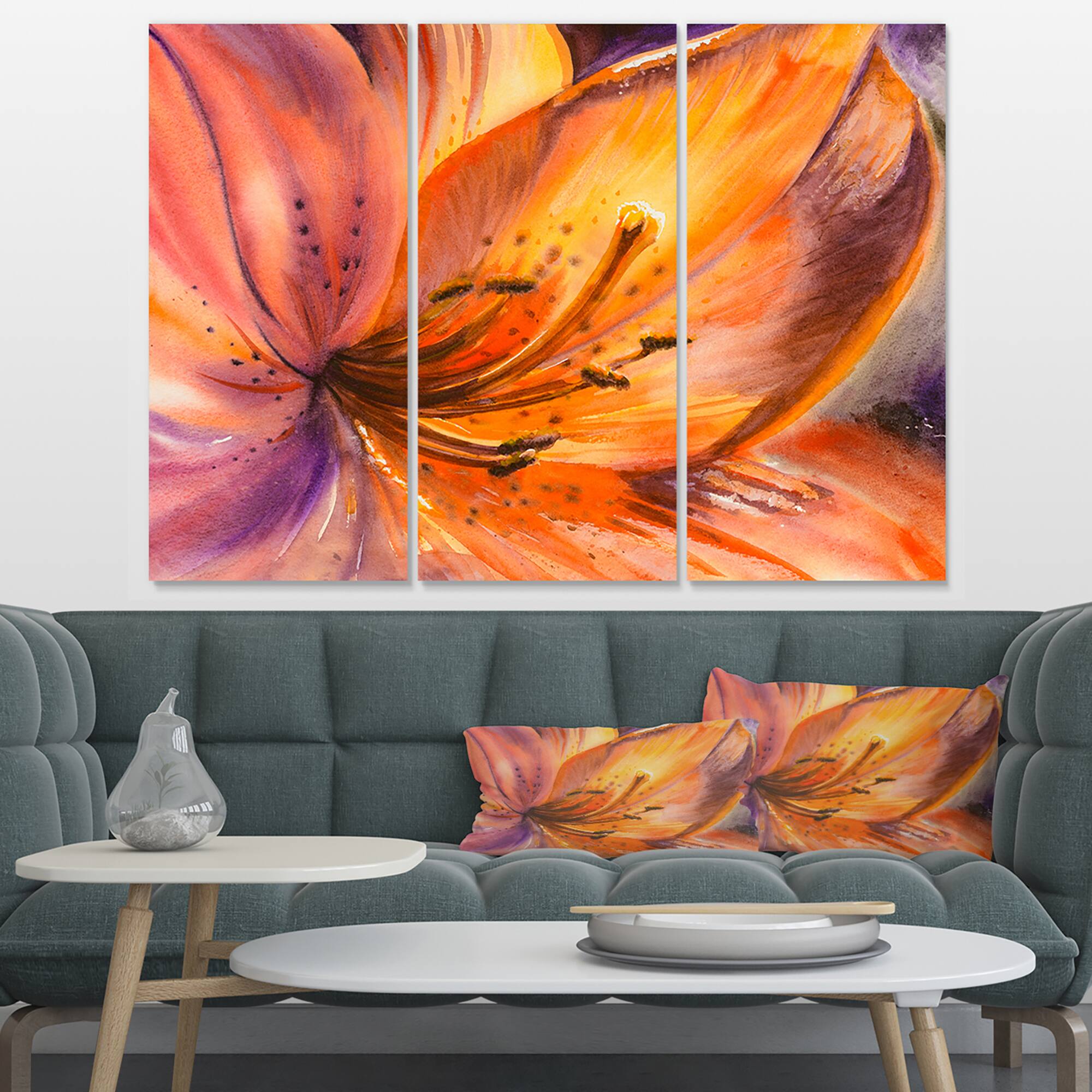 Designart - Orange Lily Flower - Floral Canvas Art Print